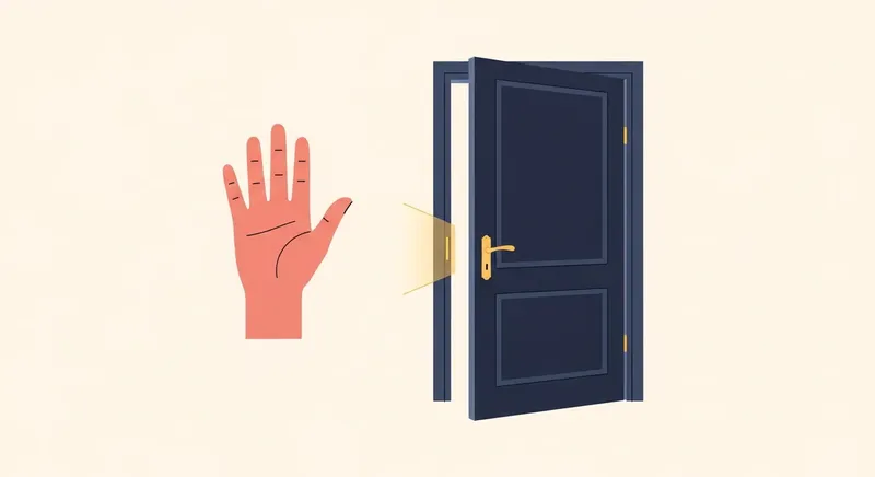 穏やかに手のひらを向けて誘いを丁寧に断る、境界線を引く様子を表したイラスト